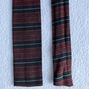 1960s Burgundy Black Striped Square Tip Necktie
